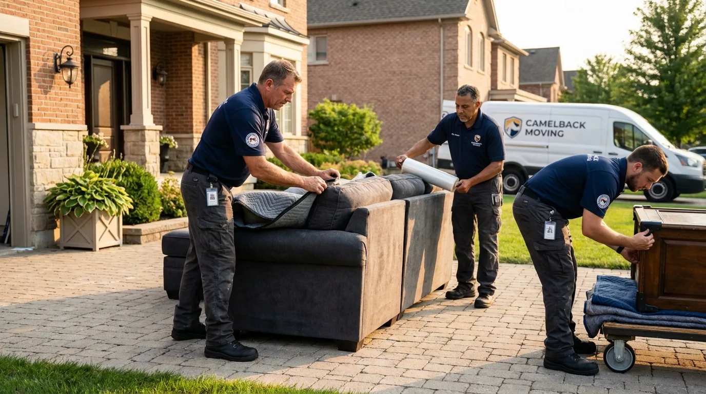 Large estate moving crew wrapping furniture in Toquerville, UT